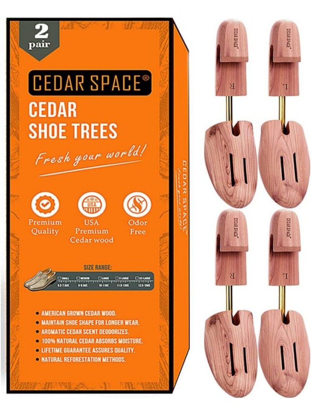 Cedar Wood Shoe Stretcher Trees for Men & Women, Sizes 6.5-14, 2/4PC Set